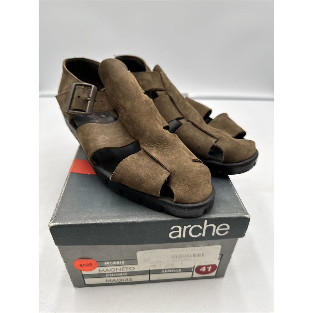 Arche Men's Leather Sandal EUR 41 8M Magneto Fisherman Suede Brown Latex France